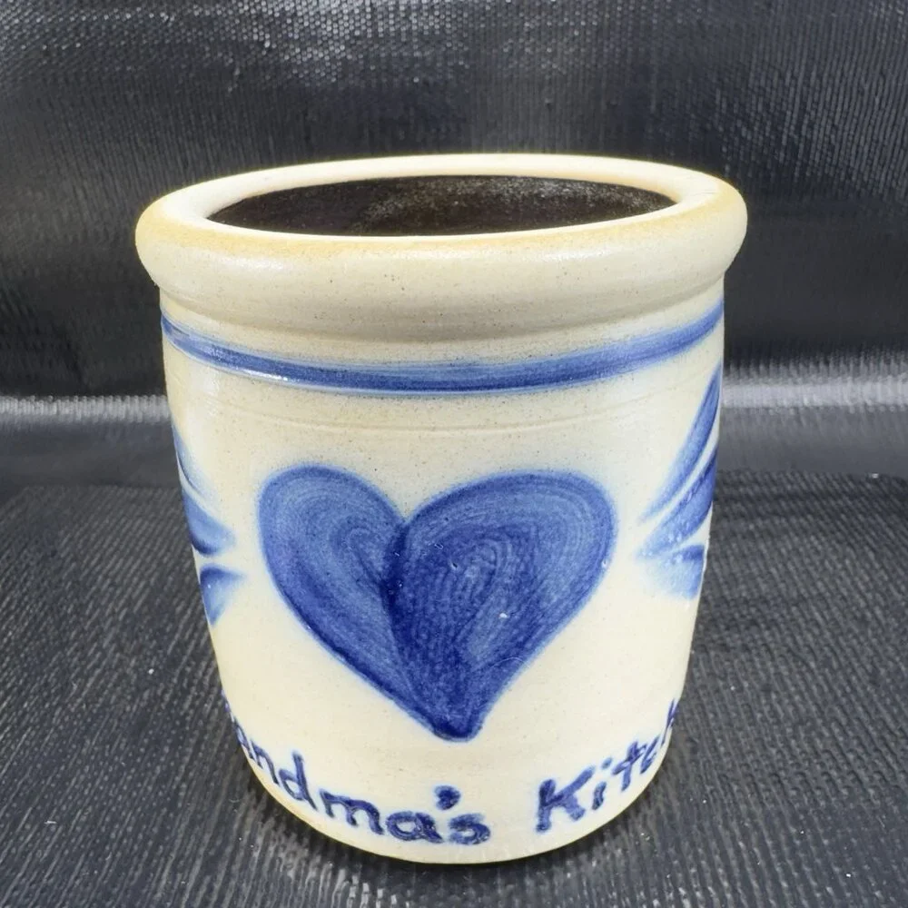 Shadow Lawn Pottery Stoneware Salt Glaze Vase Utensil Holder Grandmas Kitchen‎